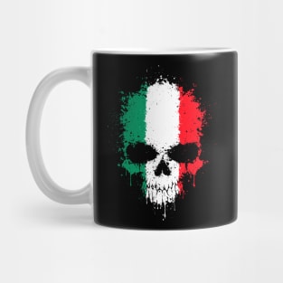 Chaotic Italian Flag Splatter Skull Mug